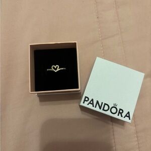 Pandora Gold Timeless Wish Sparkling Heart Ring